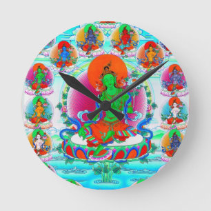 Cool oriental tibetan thangka god tattoo art round clock
