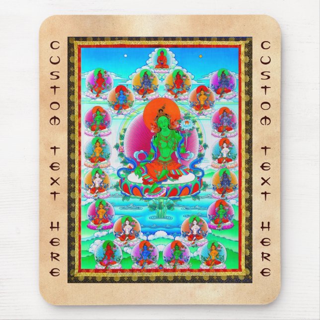 Cool oriental tibetan thangka Green Tara  tattoo Mouse Pad (Front)