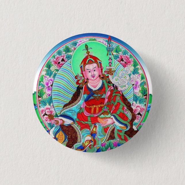 Cool oriental tibetan thangka Padmasambhava 1 Inch Round Button (Front)