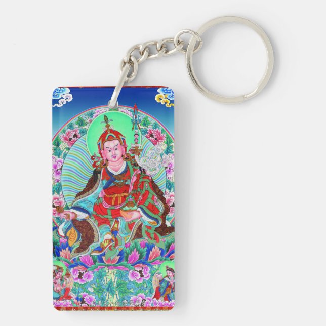 Cool oriental tibetan thangka Padmasambhava Keychain (Back)