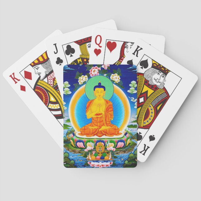 Cool oriental tibetan thangka Prabhutaratna Buddha Playing Cards (Back)