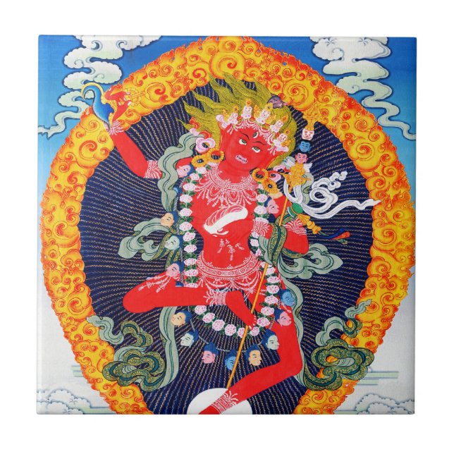 Cool oriental tibetan thangka tattoo Vajravarahi Tile (Front)