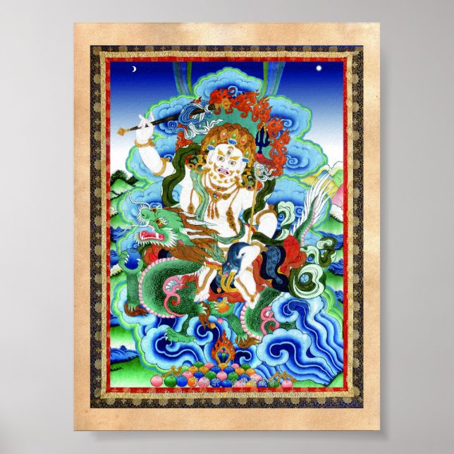 Cool oriental tibetan thangka White Jambhala Poster (Front)