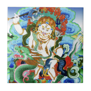Cool oriental tibetan thangka White Jambhala Tile