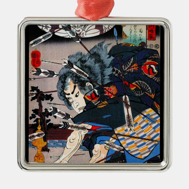 Cool oriental traditional japanese Samurai Warrior Metal Ornament (Front)