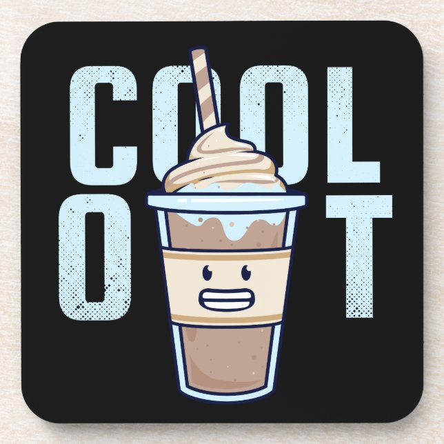 Cool Out Funny Kawaii Milkshake Coaster (Front)