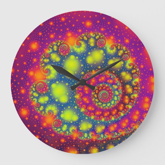 Cool Out Of This World Colourful Fractal Design Large Clock (Front)
