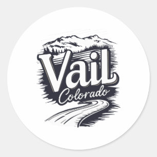 Cool Outdoor Skiing Vintage Souvenir Visit Vail Co Classic Round Sticker
