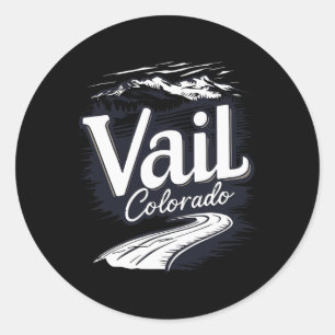 Cool Outdoor Skiing Vintage Souvenir Visit Vail Co Classic Round Sticker
