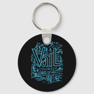 Cool Outdoor Skiing Vintage Souvenir Visit Vail Co Keychain