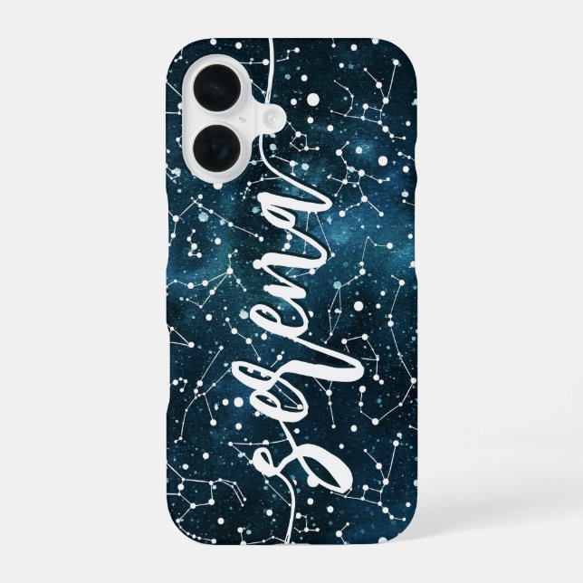 Cool Outer Space Constellations Personalized iPhone 16 Case (Back)