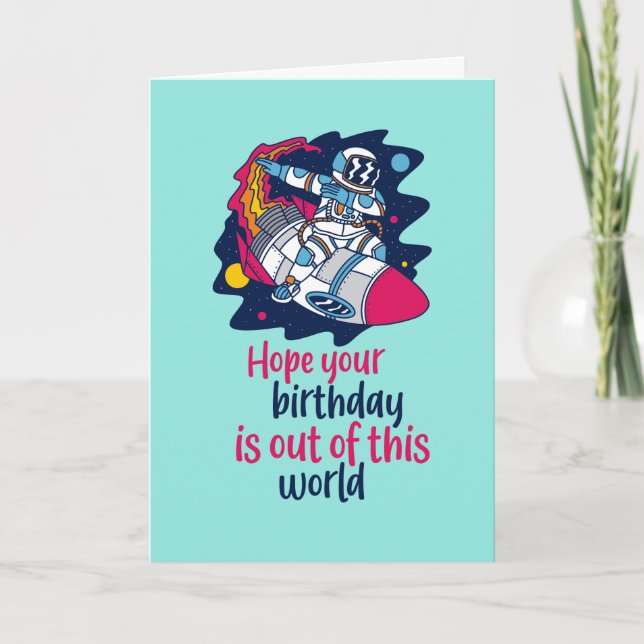 Cool Outer Space Pun Funny Astronaut Birthday Card (Front)