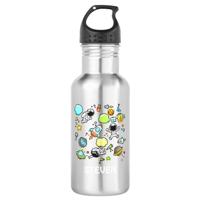 Cool Outer Space Theme - Astronauts & Rocket Ships 710 Ml Water Bottle (Front)