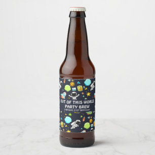 Cool Outer Space Theme - Astronauts & Rocket Ships Beer Bottle Label
