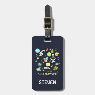 Cool Outer Space Theme - Astronauts & Rocket Ships Luggage Tag