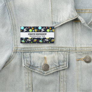 Cool Outer Space Theme - Astronauts & Rocket Ships Name Tag