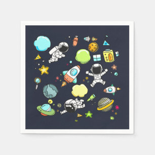 Cool Outer Space Theme - Astronauts & Rocket Ships Napkin