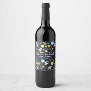Cool Outer Space Theme - Astronauts & Rocket Ships Wine Label