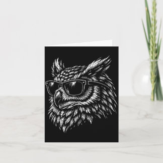 Cool owl bird with sunglasses vintage ink retro card