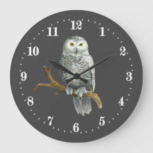 cool owl lovers bird Large Clock 
