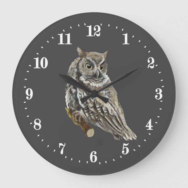 cool owl lovers bird large clock (Front)