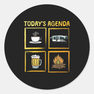 Cool P Up Camper Art For Men Women Caravan Pup Cam Classic Round Sticker