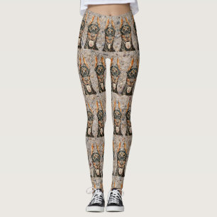 Cool Painted Doberman Pinscher Block Leggings