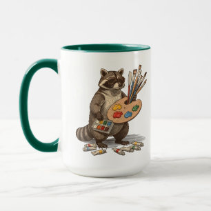 Cool Painter Raccoon Illustration Mug