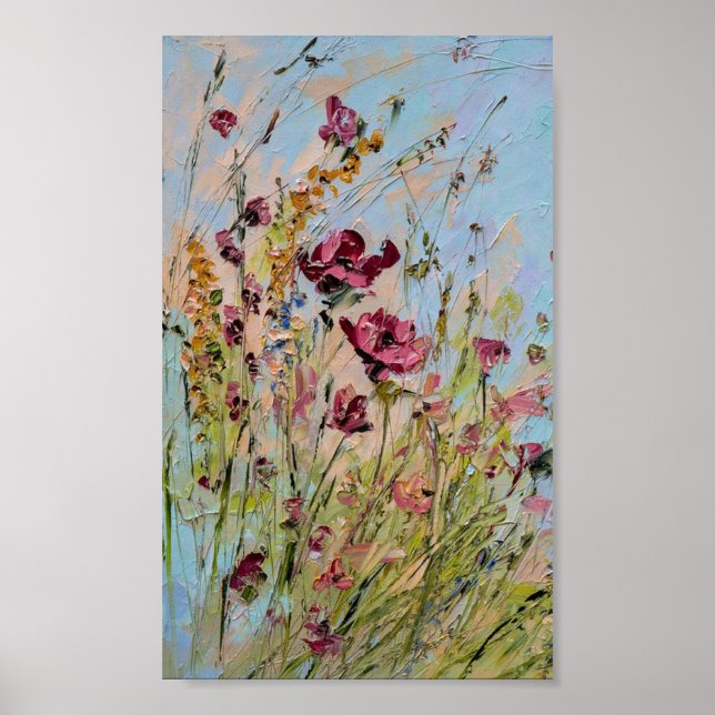 Cool painting of colourful wild flowers poster (Front)