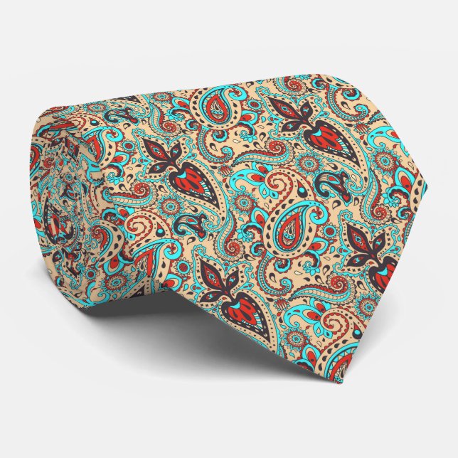 cool Paisley tiled pattern neck tie (Rolled)