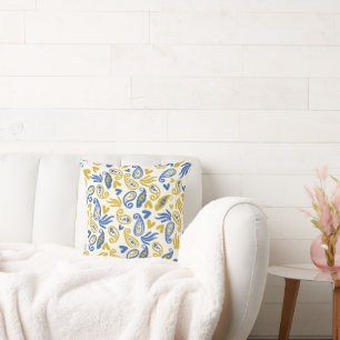 Cool Paisleys and Hearts Throw Pillow