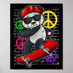 Cool Panda Bear Riding A Skateboard Poster