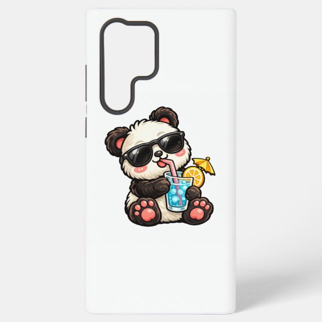 Cool Panda Drink Samsung Galaxy S22 Ultra Case (Back)