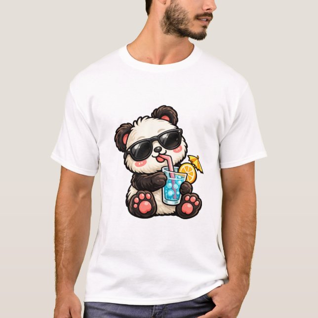 Cool Panda Drink T-Shirt (Front)