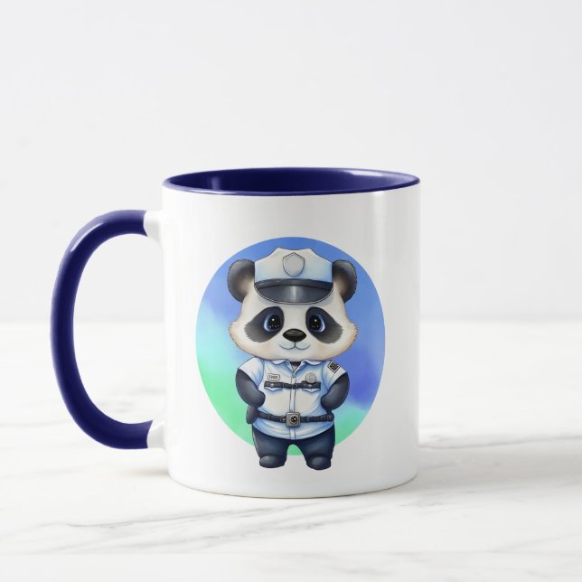 cool Panda Police add monogram Mug (Left)