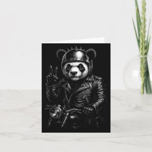 Cool Panda Punk Peace Sign Motorcycle Card