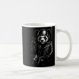 Cool Panda Punk Peace Sign Motorcycle  Coffee Mug