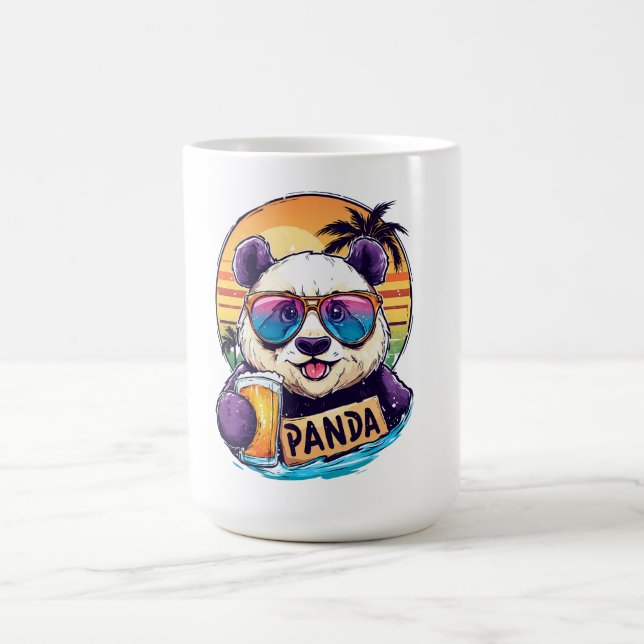 Cool Panda: Retro Summer & Beer Vibes Coffee Mug (Center)