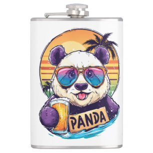 Cool Panda: Retro Summer & Beer Vibes Hip Flask