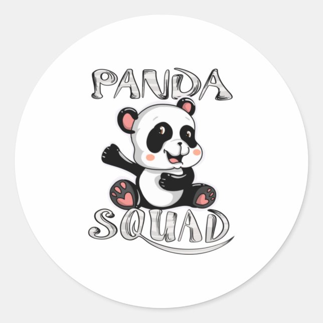 Cool Panda Squad  Funny Huge Bear Animal Lov Classic Round Sticker (Front)