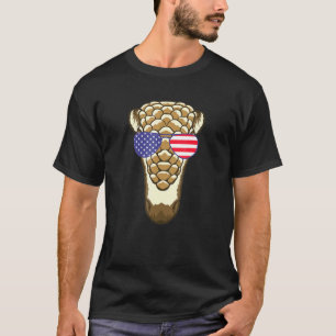 Cool Pangolin Wearing Usa Flag Sunglasses Us Ameri T-Shirt