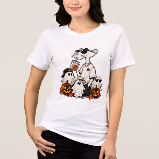Cool Panther Boba Tea Halloween Party Cartoon Styl Tri-Blend Shirt