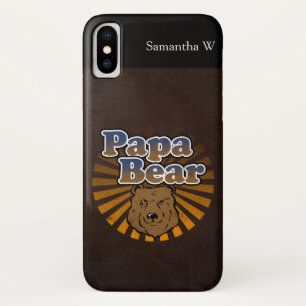 Cool Papa Bear, Brown/Blue/Gold Dad Gift Case-Mate iPhone Case