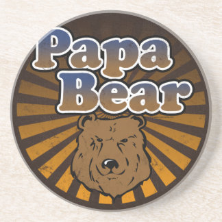 Cool Papa Bear, Brown/Blue/Gold Dad Gift Coaster