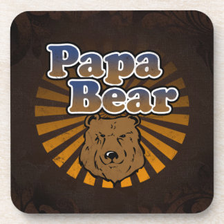 Cool Papa Bear, Brown/Blue/Gold Dad Gift Coaster