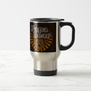 Cool Papa Bear, Brown/Blue/Gold Dad Gift Travel Mug
