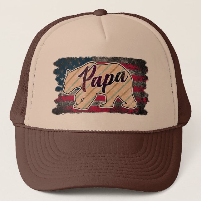 Cool Papa bear Dad word art  Trucker Hat (Front)
