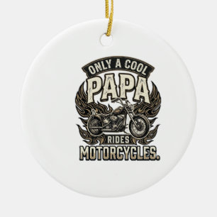 Cool Papa Motorcycle Vintage Biker Ceramic Ornament