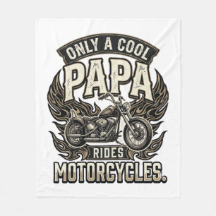 Cool Papa Motorcycle Vintage Biker Fleece Blanket