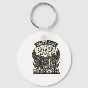Cool Papa Motorcycle Vintage Biker Keychain